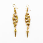 Jaya Earrings - Flexible Chainmail Diamonds with Gold Daggers