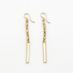 Shira Earrings - Chain Dangles with Gold Bars