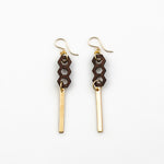 Ayala Earrings - Bolivian Rosewood Honeycombs with Gold Bars