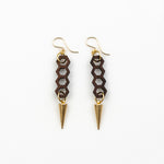 Irena Earrings - Bolivian Rosewood Honeycombs with Gold Spikes