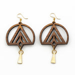 Dakota Earrings - Bolivian Rosewood with Gold Triangles