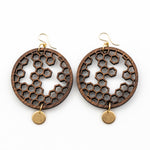 Karin Earrings - Bolivian Rosewood Swirls with Gold Disks